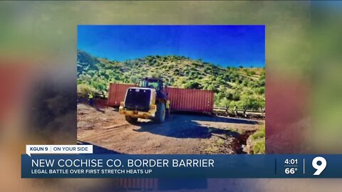 New section of shipping container border barrier