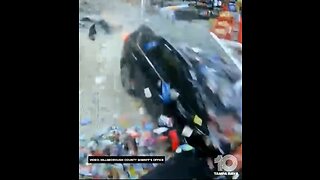 Car Smashes Into Gas Station Hitting Man On Purpose