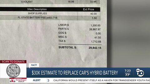 Fact or Fiction: Image estimates the cost to replace hybrid car's battery at $30k