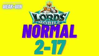 Lords Mobile: WEAK-WIN Hero Stage Normal 2-17