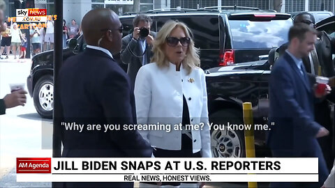 Jill Biden ignores a question, then snaps at a reporter for daring to repeat the question: "Why are you screaming at me? You know me. Don't scream at me. Just let me talk." And she walks away.