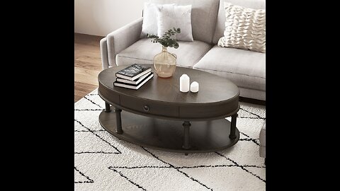 Southern Enterprises Quinton Oval Cocktail Coffee Table, black, 45 in x 25 in x 19 in