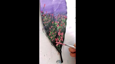 Painting on magnolia leaf