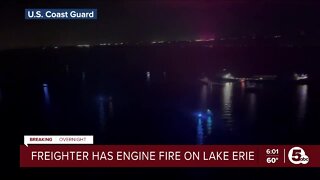 Freighter catches fire on Lake Erie