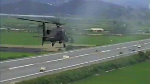 AH-64 ● Flying Low Over a South Korean Highway (Combat Runway) ● August 1994 ● Apache Helicopter