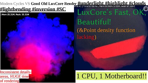 Modern Cycles VS Good Old LuxCore Render #underlight #highlight #clouds #lightbending #inversion #SC