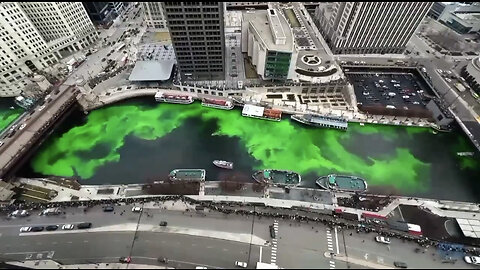Chicago river dyed green for 2023 St.Patrick's Day