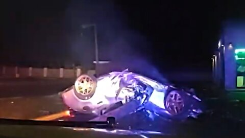 Helicopter thermal FLIR camera captures airborne Maserati in fatal 123 mph crash - 15 year old dies
