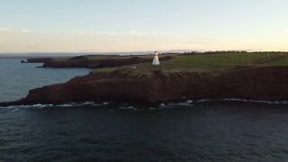 Flying around Cape Tryon Lighthouse PEI