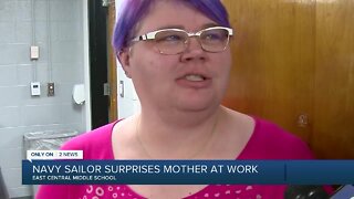 Navy Sailor Surprises Mother at Work