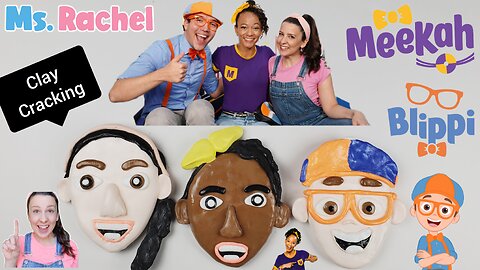 Satisfying Video ASMR Ms. Rachel and Blippi! Wheels on the Bus Blippi and Ms Rachel learn Vehicles Clay Cracking | 클레이 크래킹