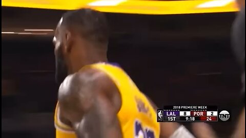 LeBron James first points as a Laker