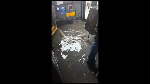 Astounding footage showcasing the flooding from within an MTA bus in Brooklyn, NYC has been captured