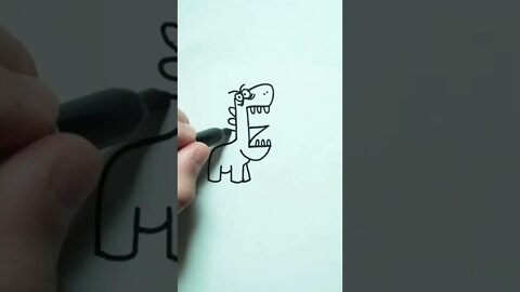 E to DINOSAUR | LETTER to ANIMAL | Doodle Ideas #shorts