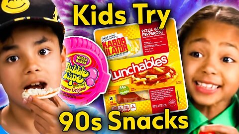 Kids Try 90s Snacks! (Lunchables, Hubba Bubba, Dunkaroos) | Kids REACT