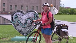 Woman bicycled to all 150+ Parade of Hearts locations