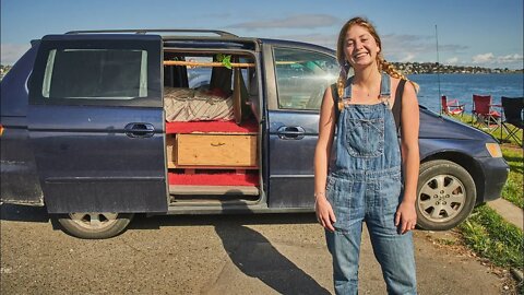 Solo Female Van Life For Uni // Stealth Minivan Camper Conversion Tour.