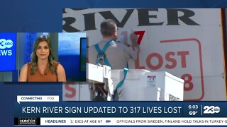 Kern River sign updated to 317 lives lost