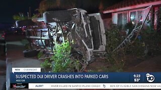 Truck slams into parked vehicles, overturns in front of home in San Diego's Nestor area