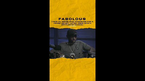 #fabolous I paid #lilwayne $100k for a verse, he left after 15min with 4 bottles of Cristal.