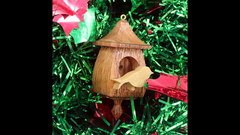 Miniature Birdhouse Ornament, Handmade from Reclaimed Hardwoods Collectable