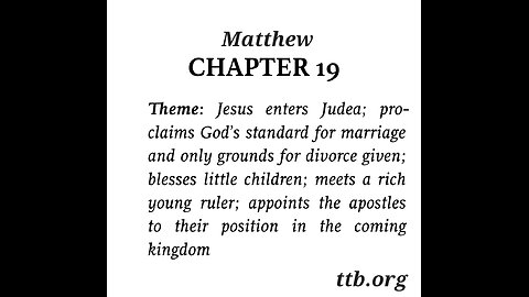 Matthew Chapter 19 (Bible Study)