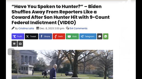 Biden Shuffles Away From Reporters Like a Coward After Son Hunter Hit with 9Count Federal Indictment
