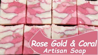 Rose Gold & Coral Jeweled Goat's Milk HP Soap ~ How to Make Soap
