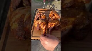 Cajun butter half chickens with crispy mashed potatoes