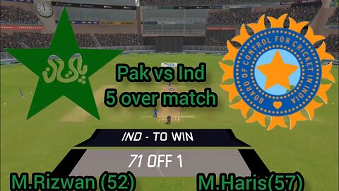 Pak vs Ind 5 over match|M.Rizwan and M.Haris 100 runs Partnership| Real cricket 22 Gameplay