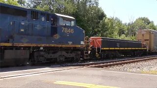 CSX M214 Autorack Train with CN Slug from Creston, Ohio June 30, 2022