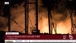 Fire destroys home in Clairemont Mesa