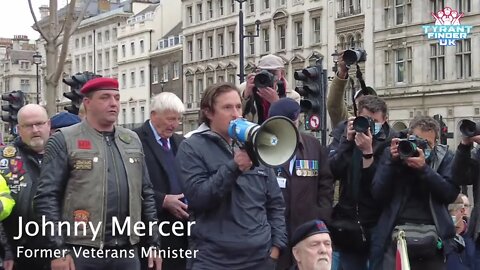 Johnny Mercer spoke outside Parliament about promises made to Veterans