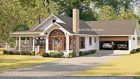 3 Bedroom House Design With Sunroom, Porch, 2-car Garage, Study Room