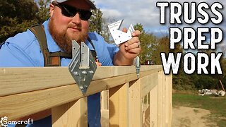 Double Top Plate & Roof Truss Preparations! // 20x32 Workshop Build