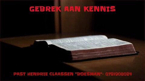 GEBREK AAN KENNIS|DAAGLIKSE WOORD BEDIENING|07.06.2022