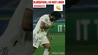 Jogador do Real Madrid Comemorando após classificação sofrida contra o Chelsea