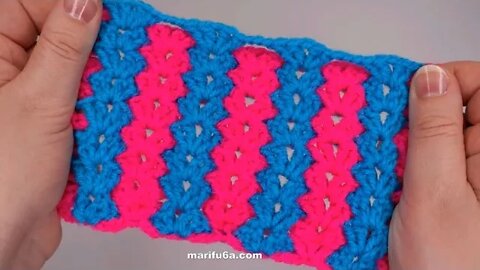How to crochet two colors vertical stripes stitch simple tutorial by marifu6a