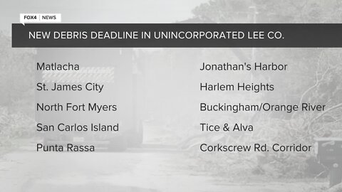 New deadline for debris removal set for unincorporated areas of Lee County