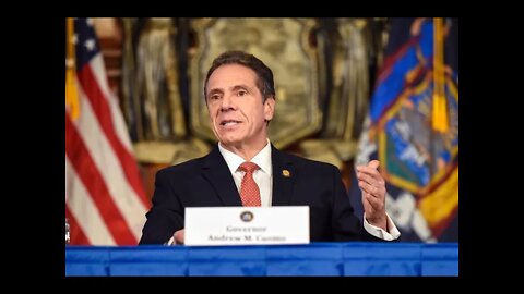 New York Governor Andrew Cuomo holds an event at the Javits Center vaccination site.