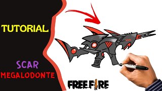 Como Desenhar Scar do Free Fire | Skin Megalodonte