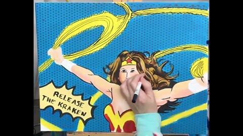 Sidney Powell, Attorney in a Wonder Woman Pop Art Painting Tutorial | Acrylic