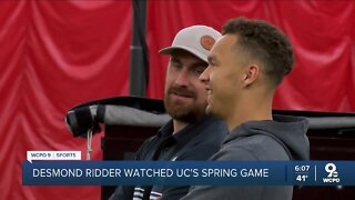 Desmond Ridder on field to watch UC spring football game