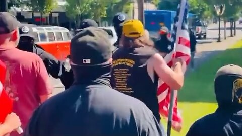 MAGA Proud Boys Unmask and Fight Back Neo-nazi White Supremacist Group Patriot Front.