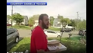 Pizza Delivery man stops fleeing high speed chase suspect, with his leg