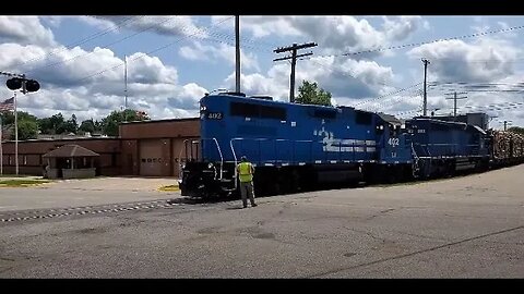 Street Running Freight Train Stops, Flags Broken Railroad Crossings! #trains | Jason Asselin