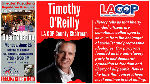 Los Angeles GOP chairman Tim O'Reilly at Greater Pasadena Republican Assembly
