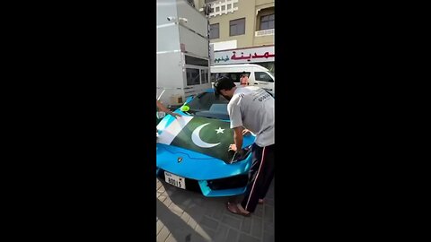 Pakistani flag on Lamborghini in Dubai 🇵🇰❤️