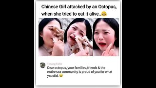 Girl eats Octopus fail - WTF LIVE Byte Size (pardon the pun)