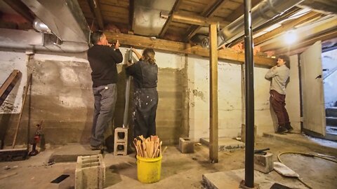 New beams in the Basement to fix major settling issues in the Farmhouse // The Homestead #8